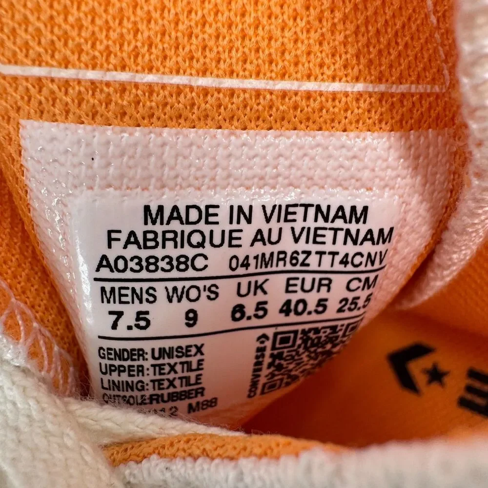 CONVERSE Run Star Hike White Orange Platform Sneakers Size 9